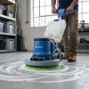 Rotary Floor Scrubber and Buffer Hire London | 240V Floor Polisher (RCD Included) 25 Hireload rotary floor scrubber hire being used on commercial carpet in a London office building.