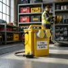 3kVA 110V Site Transformer Hire London 8 Yellow 3kVA 110V site transformer in workshop with power tool cases and equipment behind