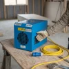 3kW 110v Fan Heater Hire London | 110V 32A Industrial Site Heater 11 110V 3kW site fan heater hire – steel casing with carry handle and front fan grille