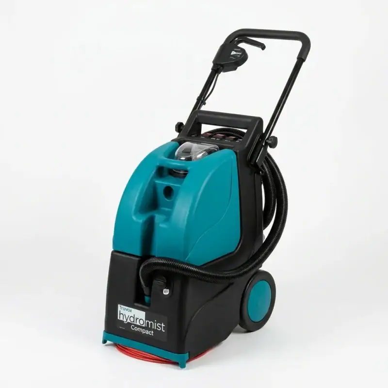 Truvox Hydromist Compact HC250 carpet cleaner hire London – control panel and brush assembly detail view