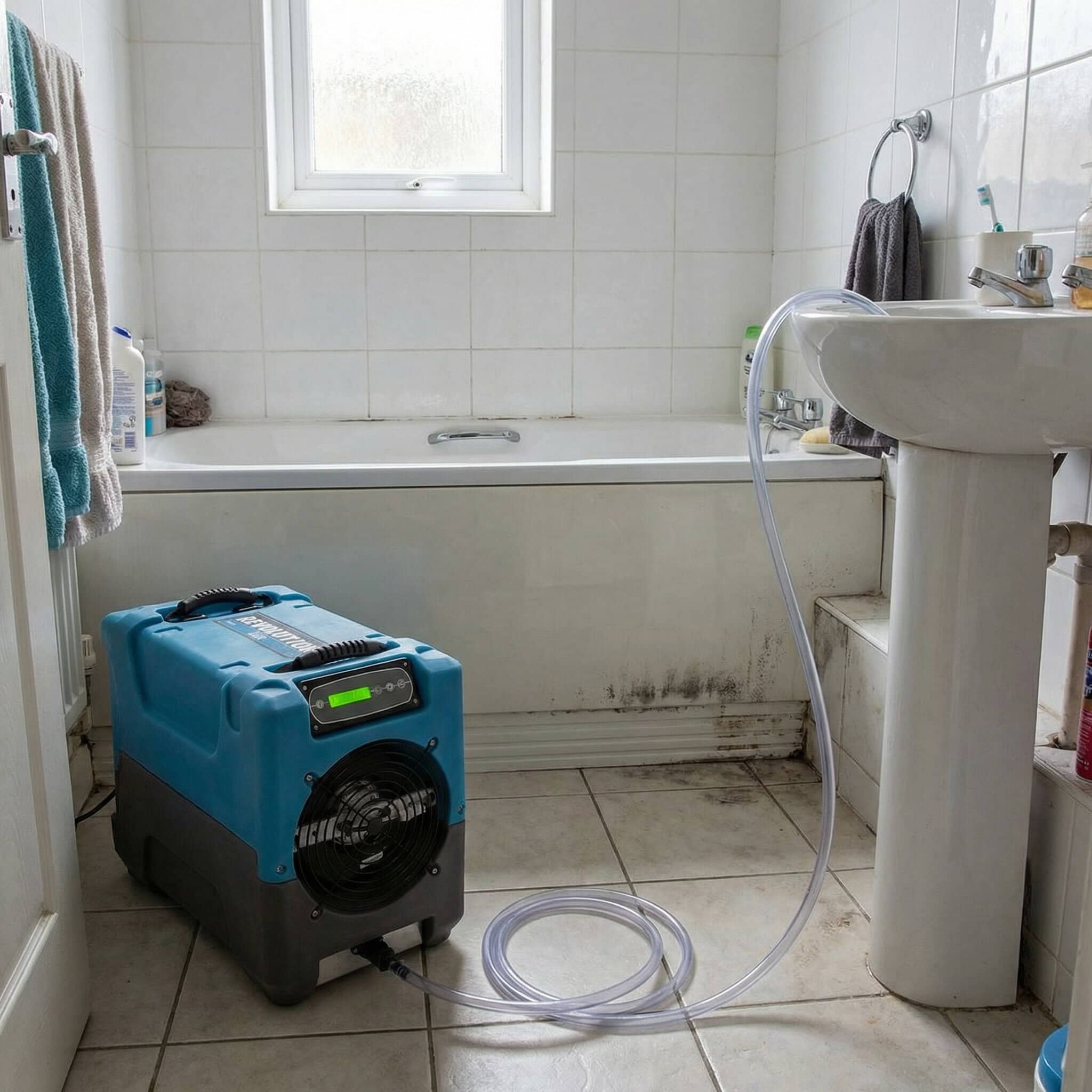 Industrial Dehumidifier Hire London | 230V Low Grain (LGR) Building Dryer (63L) 4 Compact low grain dehumidifier for bathrooms and kitchens (London hire)