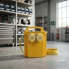 3kVA Continuous Transformer Hire London | 240V to 110V Site Transformer (16A) 14 Yellow 3kVA continuous site transformer with 110V 16A outlets on workshop floor