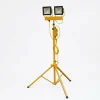 110V Twin Head Tripod Floodlight Hire London | 60W LED Site Work Light 8 110V twin head tripod floodlight hire with two 30W LED panels on yellow adjustable stand