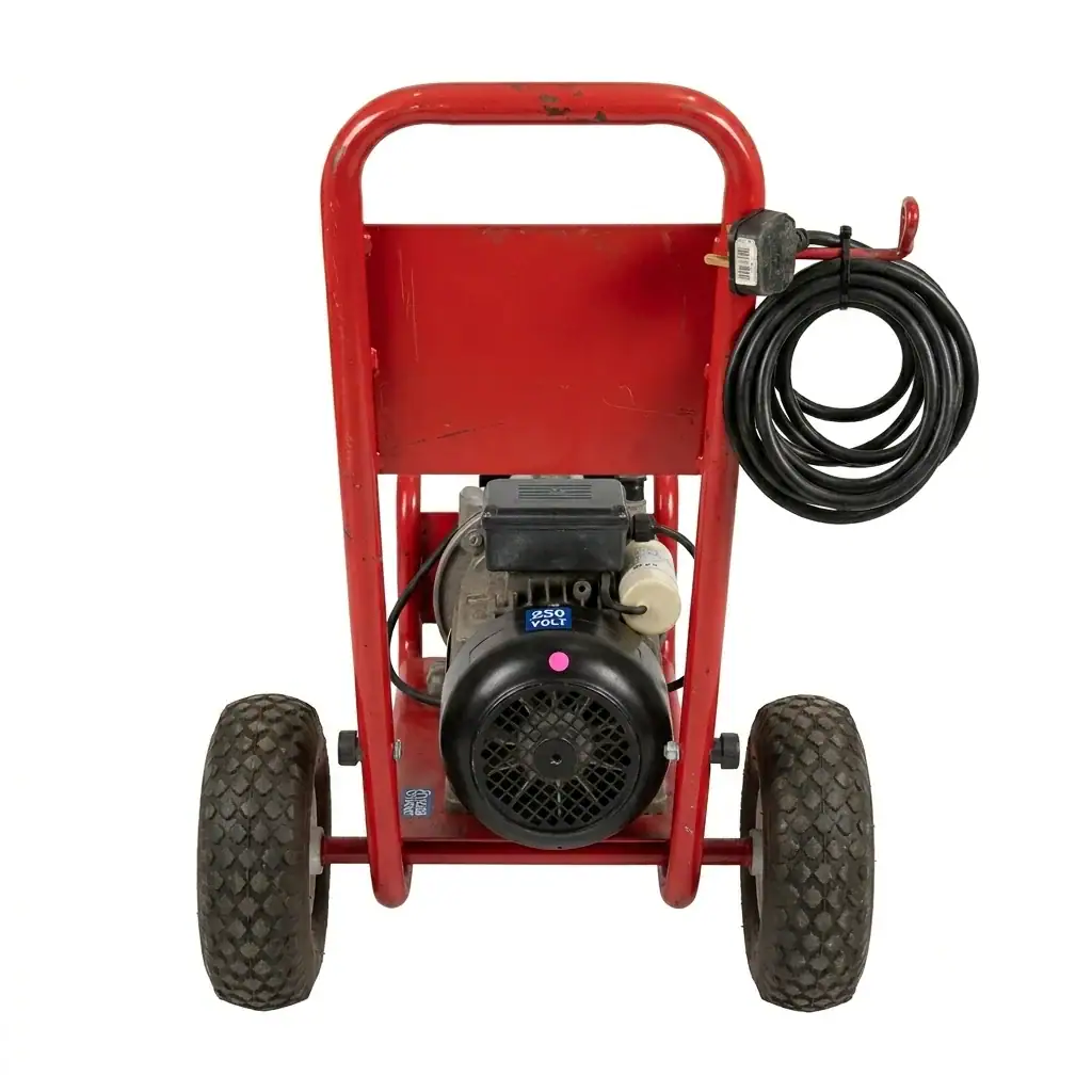 Heavy Duty Pressure Washer Hire London | 240V Cold Water 5 Heavy duty electric pressure washer in use on site – 240V cold water unit for hire in London