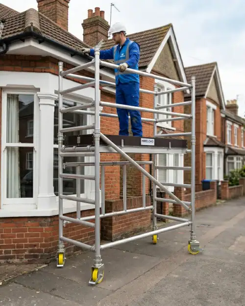 Trade folding scaffold tower hire deployed for interior fit-out works in London