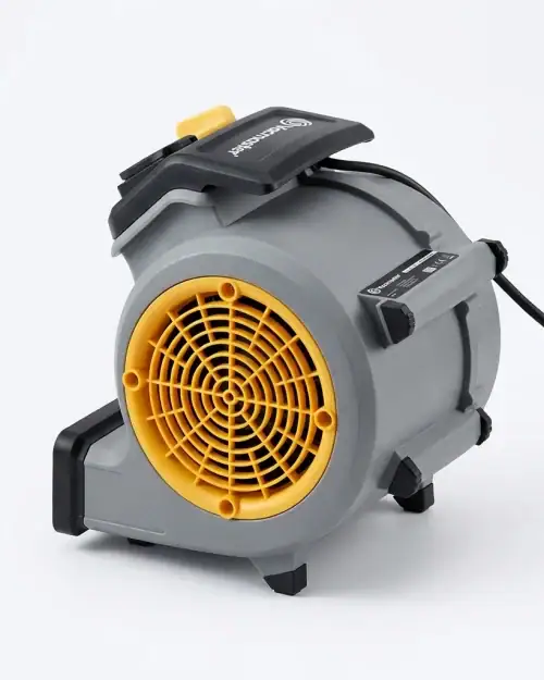 Vacmaster AM1202 air mover 240V hire — compact centrifugal blower, front view