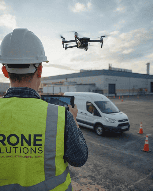 Hireload drone inspections team preparing for an aerial survey in London - Drone Roof Inspection London for fast, safe roof and exterior checks with labelled photos, video footage and optional PDF reports. Ideal for leak checks, storm damage, landlords and facilities teams.