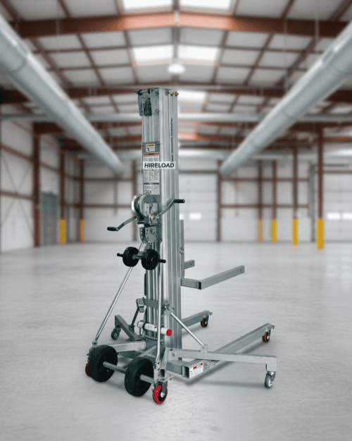 Hireload offers Genie Material Lift Hire London for safely lifting RSJs, ducting and plasterboard on tight construction sites. Models SLA10–SLA25 with next-day delivery available.