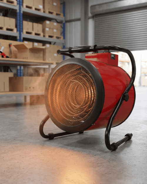 Compact Fan Heater Hire, 9kW Industrial Electric Fan Heater Hire Small Site Space Heater, Hireload