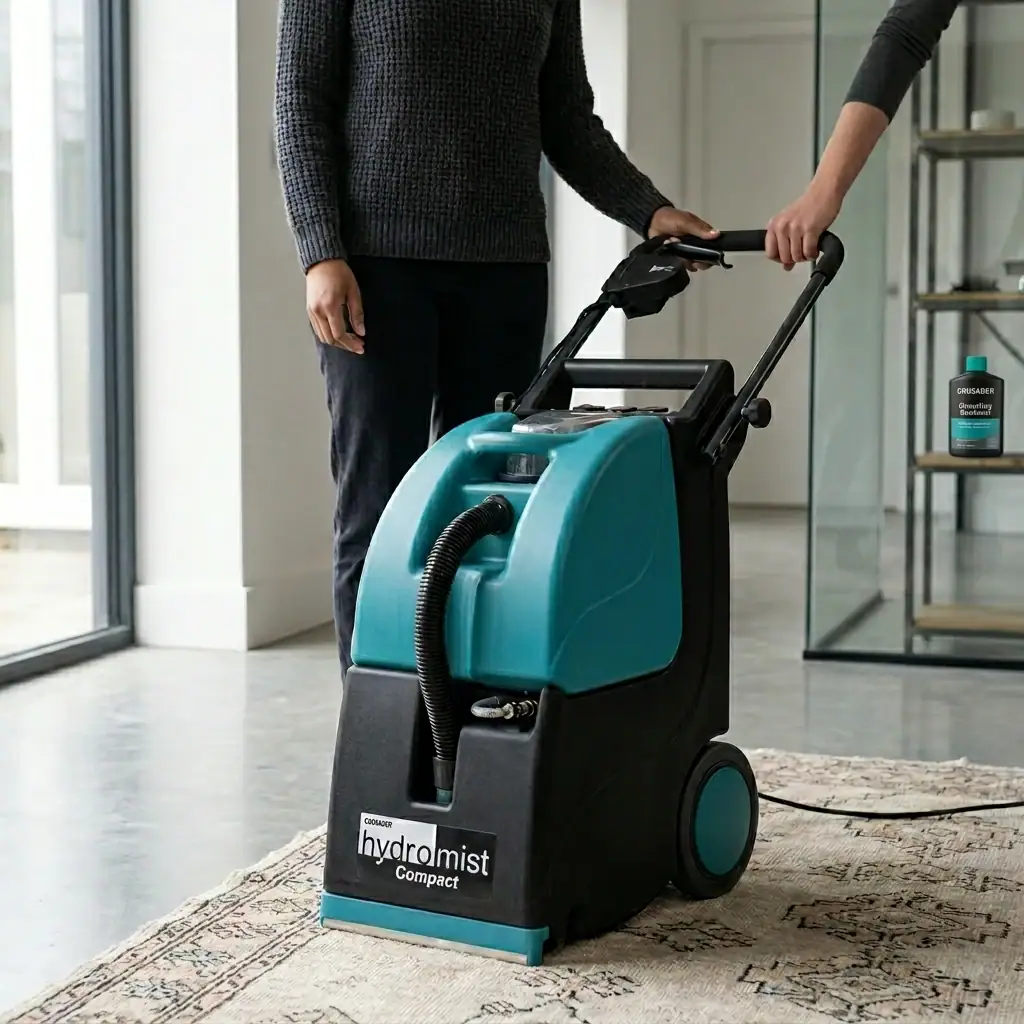 Brush Type Carpet Cleaner Hire London | Truvox Hydromist Compact HC250 (240V) 5 Brush type carpet cleaner hire London – Truvox Hydromist Compact HC250 being used for residential carpet cleaning