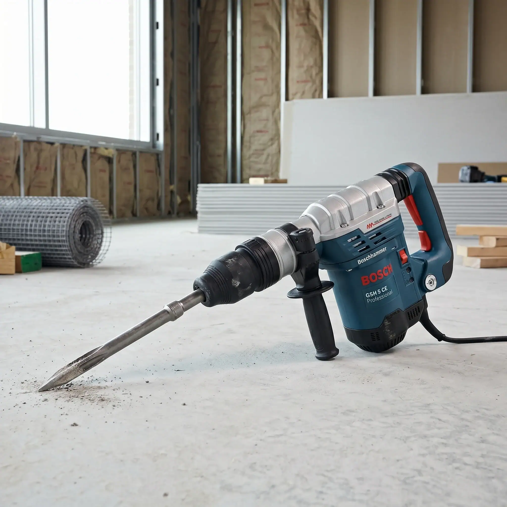 Light Breaker Hire London | DeWalt 110V SDS Max Demolition Hammer 2 Light breaker hire London SDS Max demolition hammer breaking up concrete floor on construction site