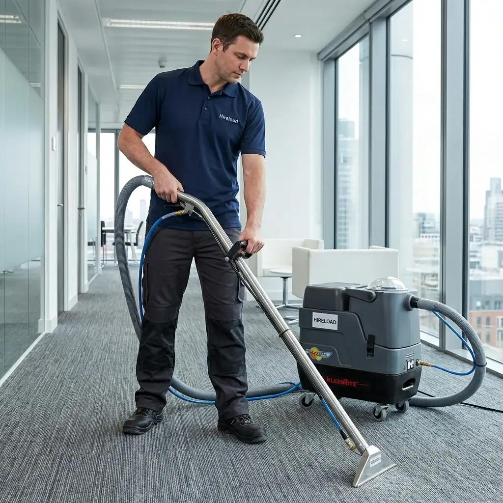 Hot Water Carpet Cleaner Hire London | Professional Carpet & Upholstery Cleaning Machine 2 Hot water extraction carpet cleaner hire London – operative cleaning office corridor carpet