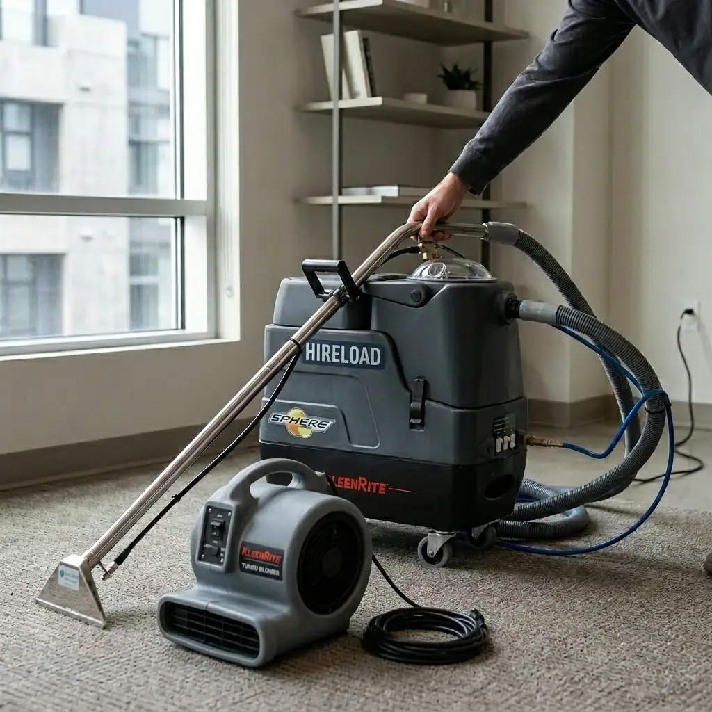 Hot Water Carpet Cleaner Hire London | Professional Carpet & Upholstery Cleaning Machine 1 Carpet cleaner hire London – KleenRite Sphere with air mover blower for accelerated drying