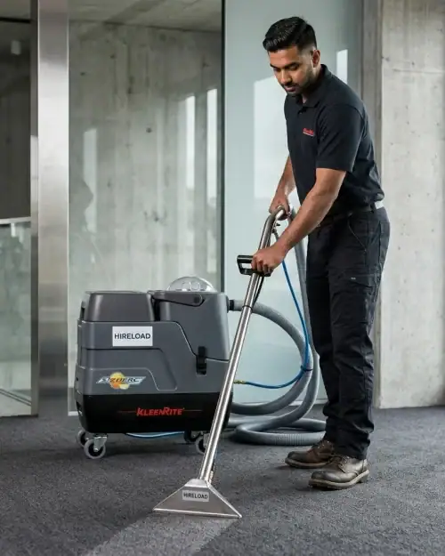 Hot Water Carpet Cleaner Hire London | Professional Carpet & Upholstery Cleaning Machine 18 Commercial carpet cleaner hire London – KleenRite Sphere extractor in building corridor