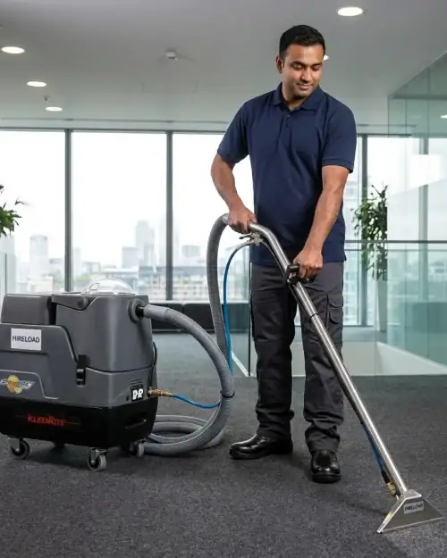 Hot Water Carpet Cleaner Hire London | Professional Carpet & Upholstery Cleaning Machine 17 KleenRite Sphere carpet cleaner hire London – operative in open plan commercial office