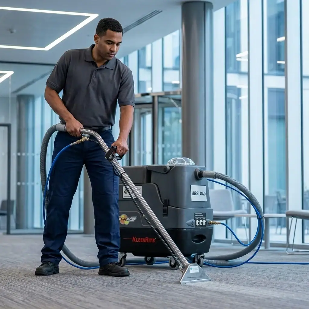 Hot Water Carpet Cleaner Hire London | Professional Carpet & Upholstery Cleaning Machine 13 Hot water extraction carpet cleaner hire London – operative in large open commercial space