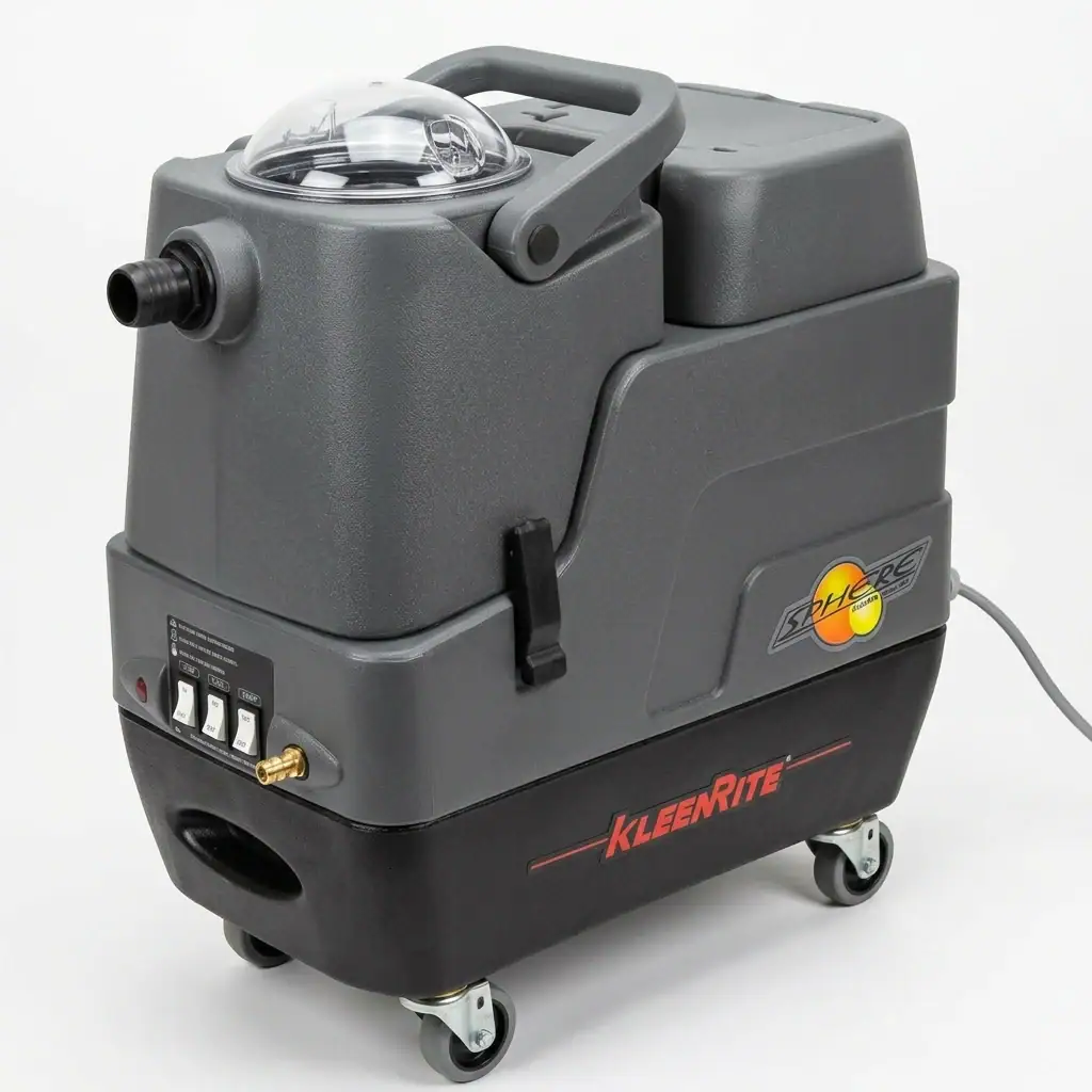 Hot Water Carpet Cleaner Hire London | Professional Carpet & Upholstery Cleaning Machine 14 KleenRite Sphere 240V hot water extraction carpet cleaning machine – controls and body detail