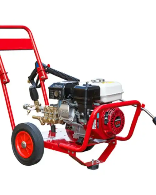 Petrol Pressure Washer Hire London | Heavy Duty 2450 PSI Jet Wash — No Mains Power Needed 15 Petrol pressure washer hire London with Honda engine on red frame – 2450 PSI heavy duty cleaner available for hire