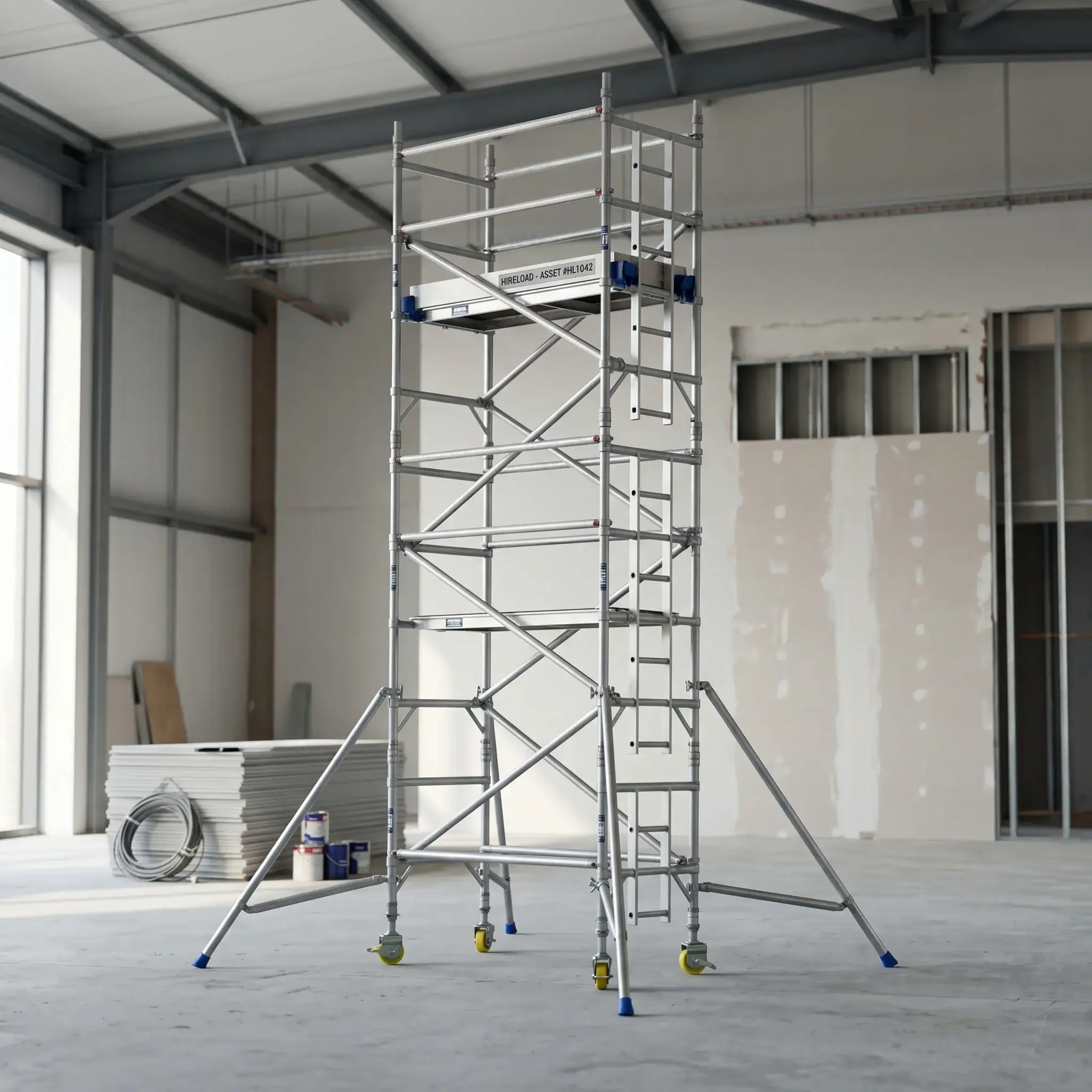 3T Scaffold Tower Hire 10 3T scaffold tower hire in warehouse plasterboard fit-out