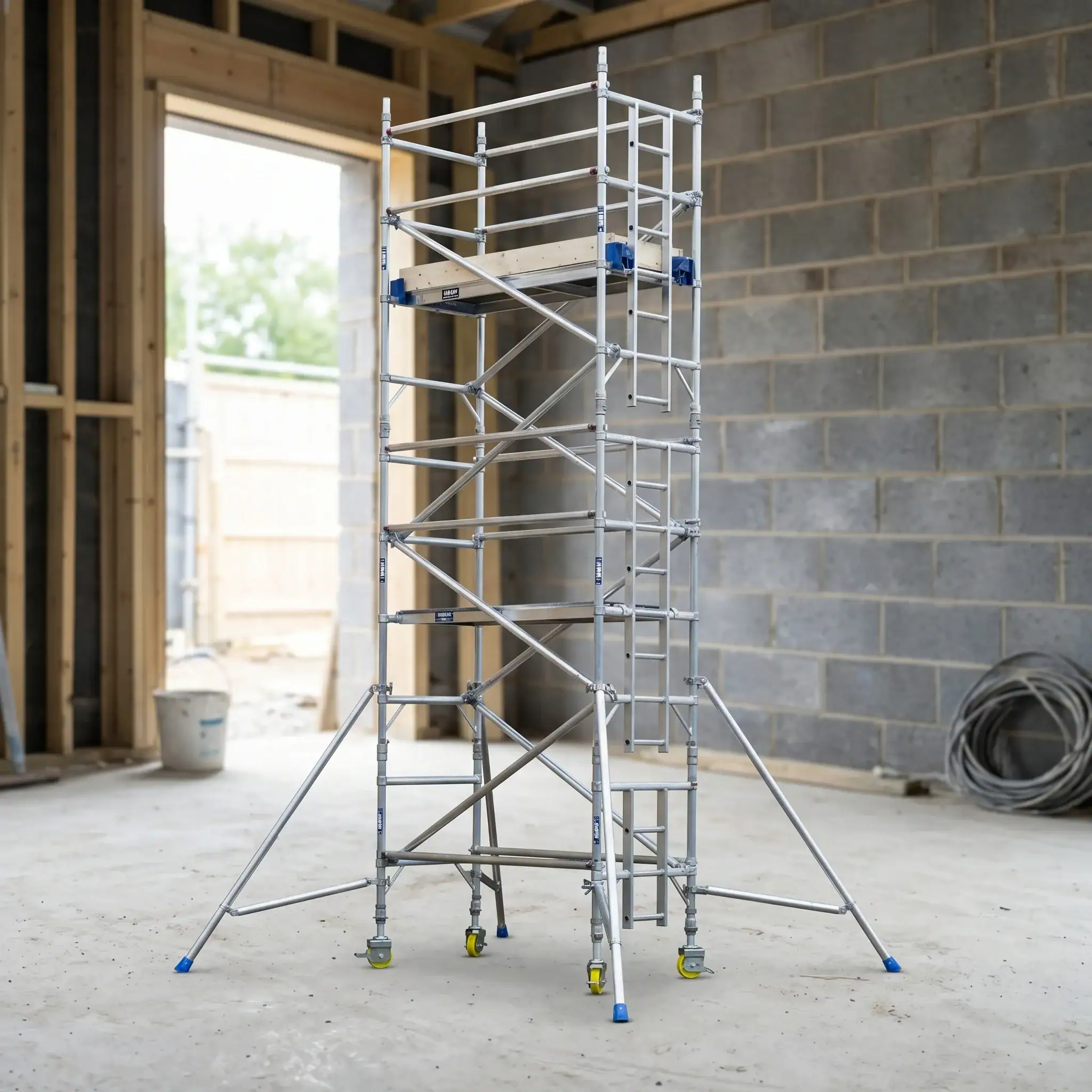 3T Scaffold Tower Hire 6 3T scaffold tower hire assembled and ready for access on hardstanding