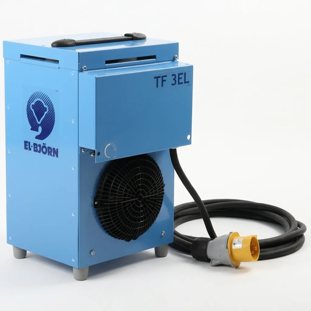 El-Björn TF3 110V Electric Fan Heater Hire London 1 110V electric fan heater product shot showing portable unit for construction site hire London