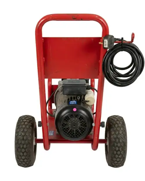 Heavy Duty Pressure Washer Hire London | 240V Cold Water 20 Heavy duty electric pressure washer in use on site – 240V cold water unit for hire in London