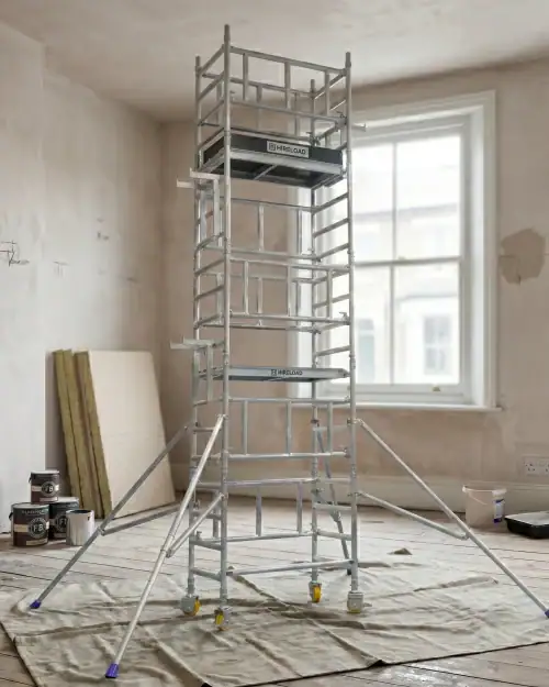 Miniscaff Solo Scaffold Tower Hire 14 Decorator using Miniscaff Solo podium tower for safe low-level access indoors