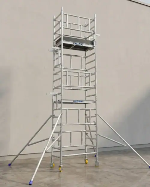 Miniscaff Solo Scaffold Tower Hire 11 Miniscaff Solo podium tower hire detailed view of lockable castor wheels and frame