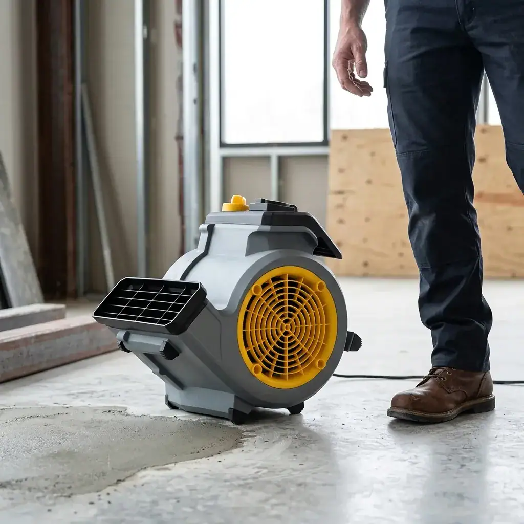 Vacmaster Air Mover 240V Hire London 6 Vacmaster AM1202 air mover drying a wet floor surface