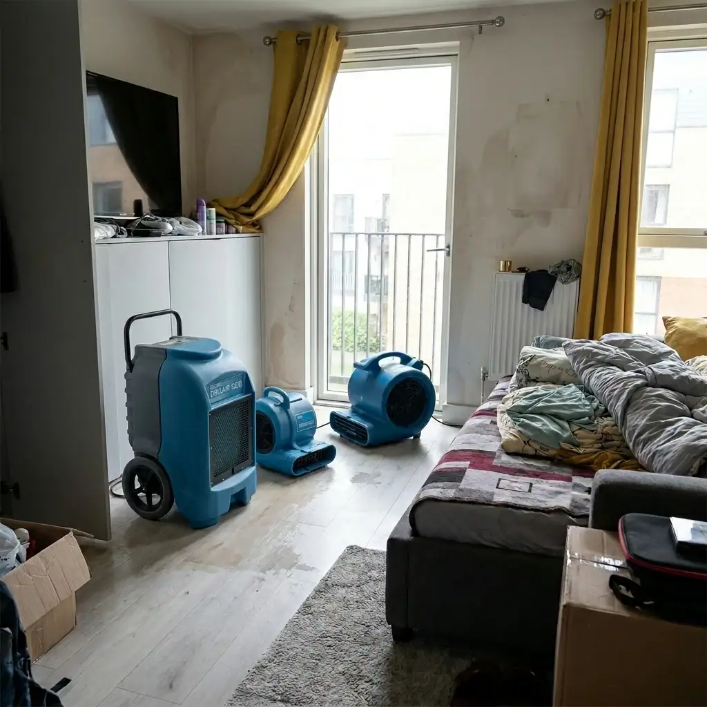 Water Damage Drying Package Hire London | Dehumidifier & Twin Air Movers Bundle Kit 3 Industrial dehumidifier drying package configured for large-scale commercial building drying hire London