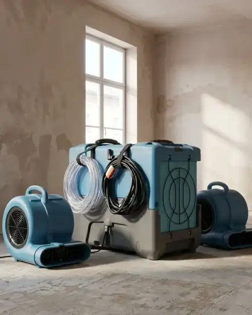 LGR dehumidifier drying package full equipment setup view for building drying hire London