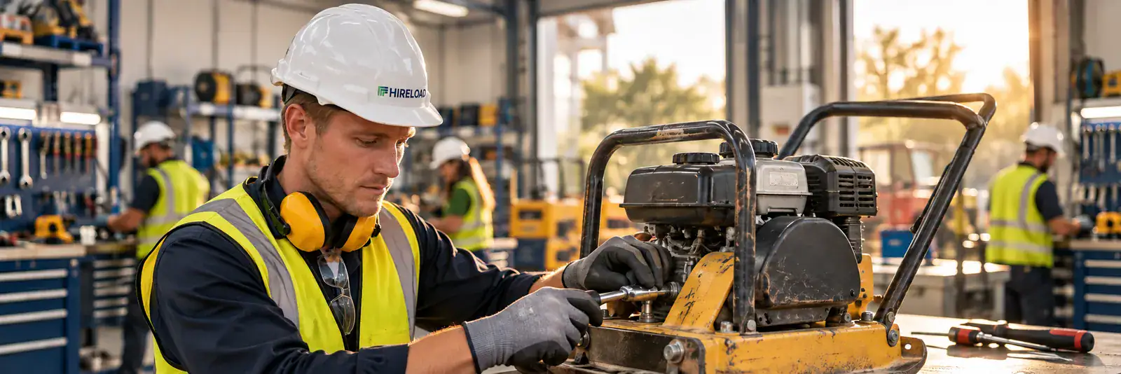 Careers 3 Hireload workshop fitter servicing a plate compactor